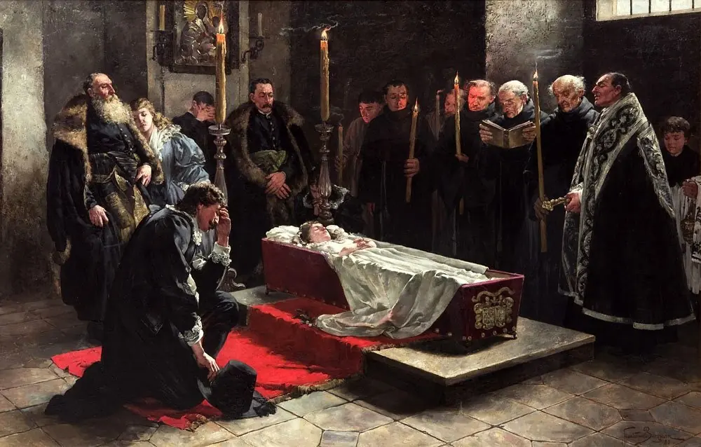 Stanisław Oświęcim at the body of Anna Oświęcimówna.