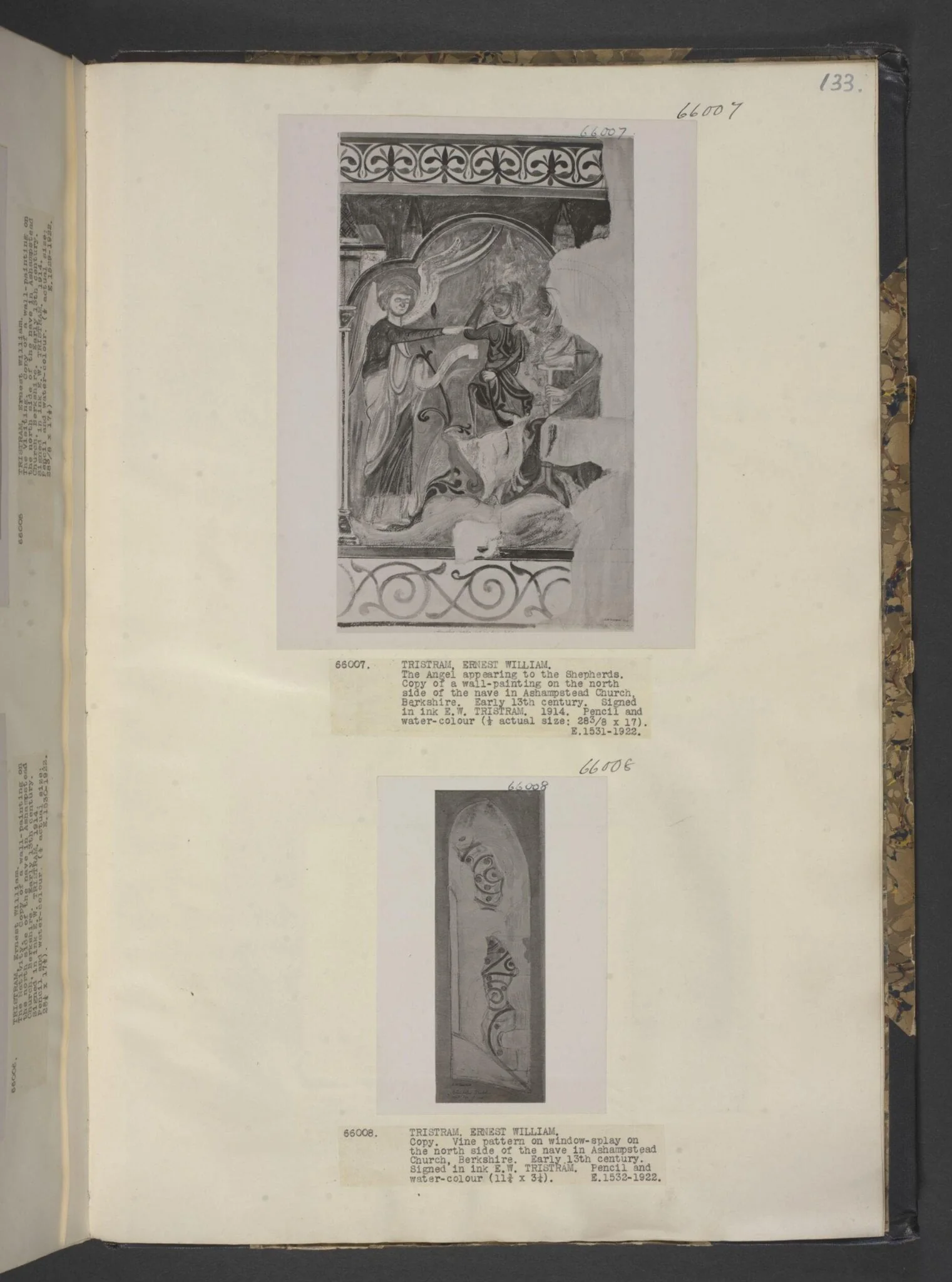 The Angel Appearing to the Shepherds, by Ernest William Tristram, watercolor, 1914