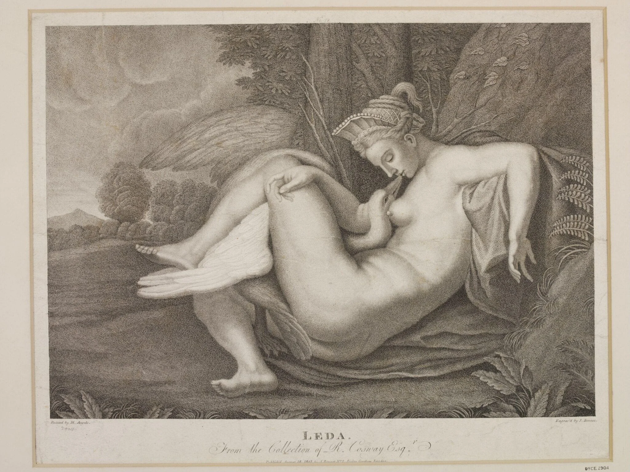 Leda and the Swan, by S. Bennet, 1800