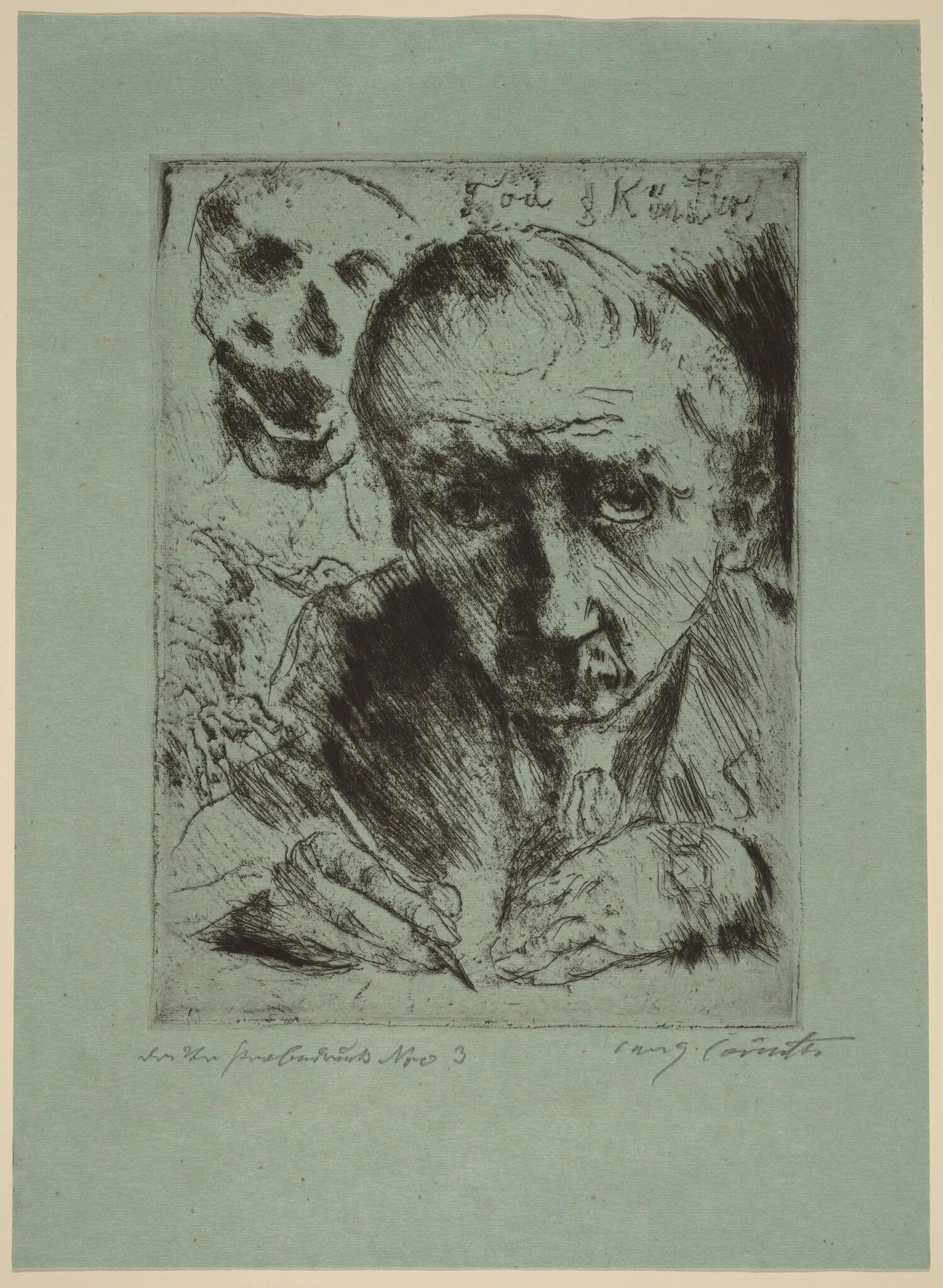 Death and the Artist (Tod und Künstler), by Lovis Corinth, ink, 1920
