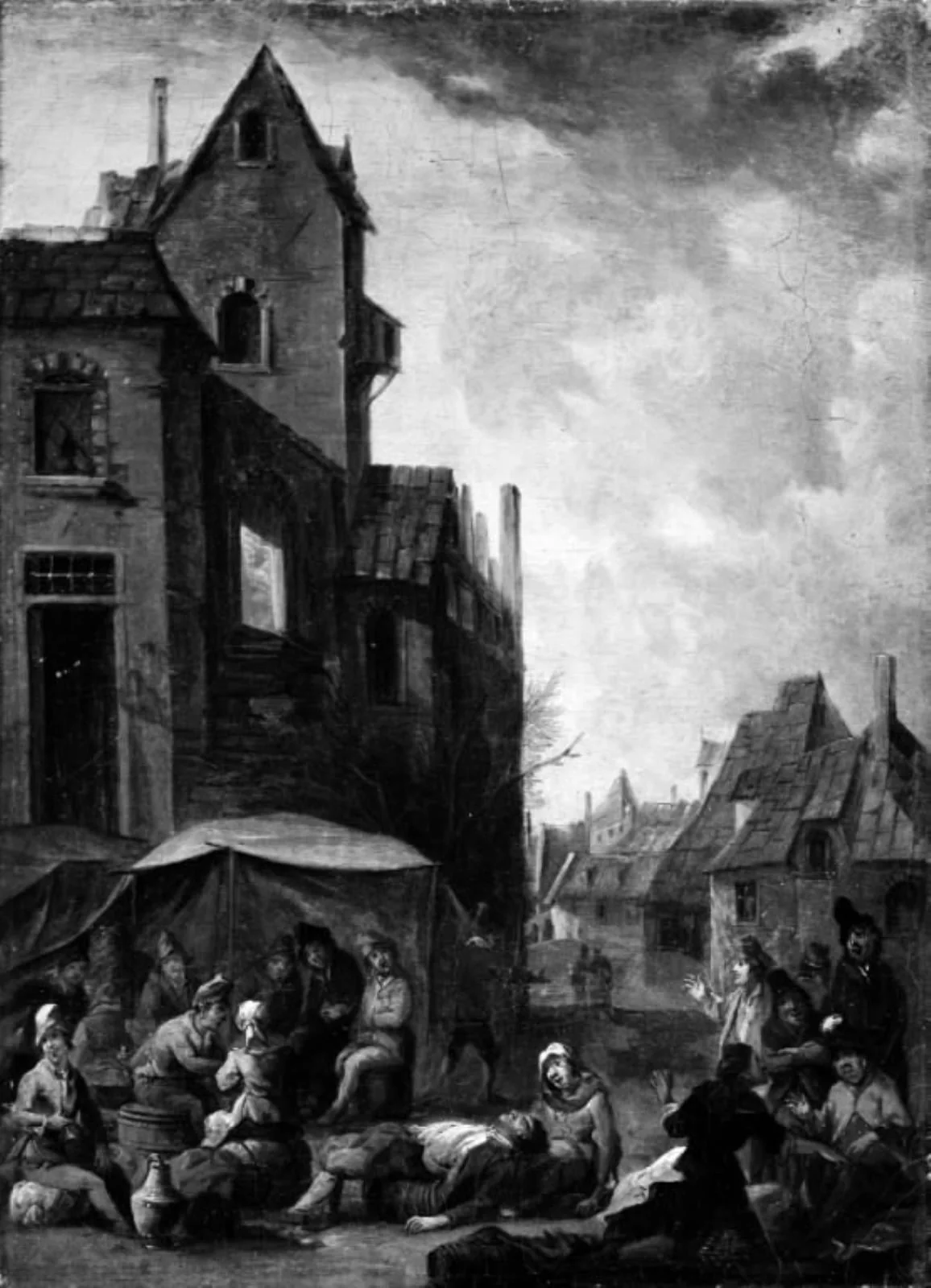 The Interior of a Village. Card Players, by Unknown, 1750