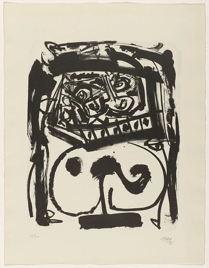 Untitled, by Antonio Saura, ink, 1959