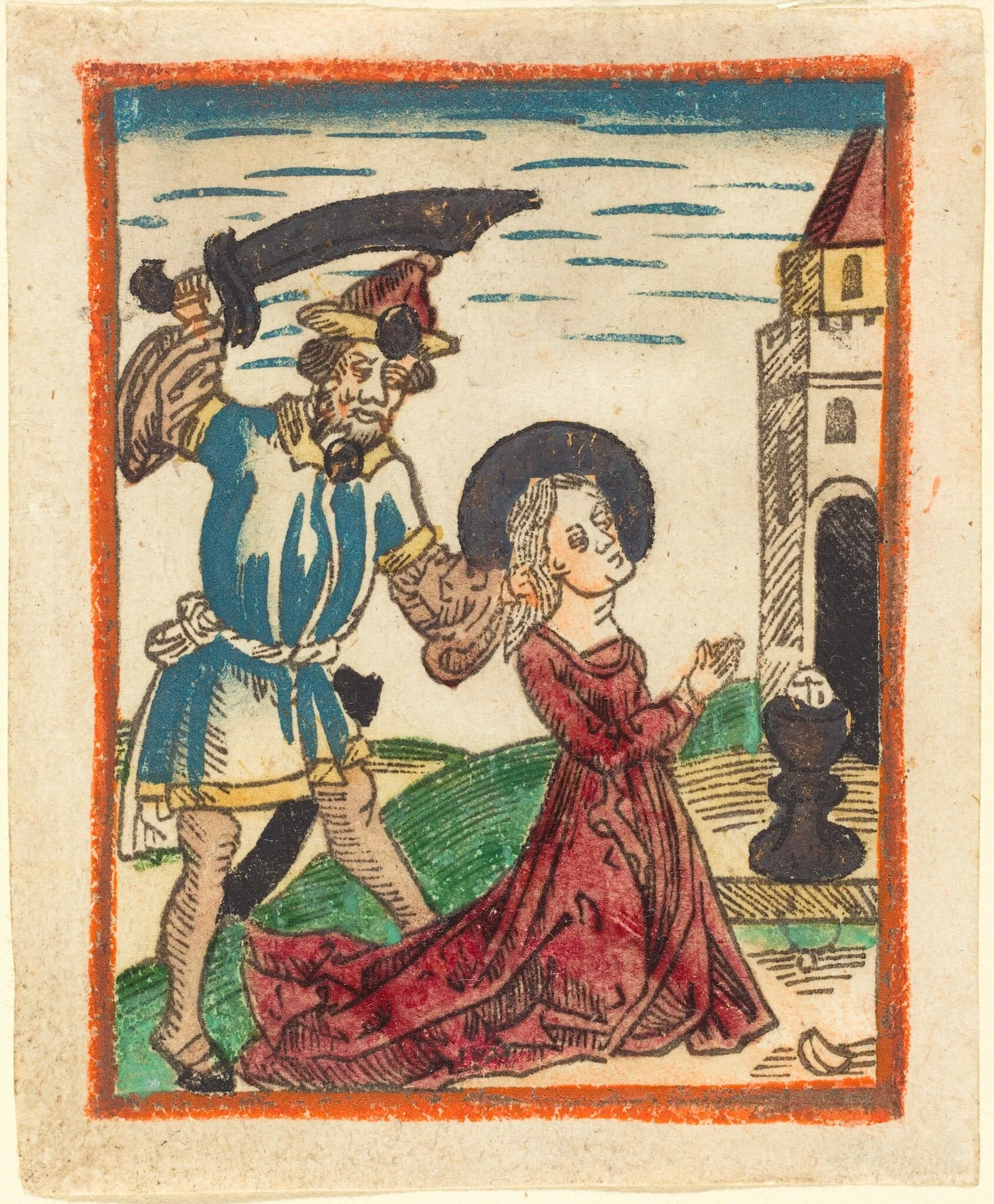 Martyrdom of Saint Barbara, by German 15th Century, ink, 1485