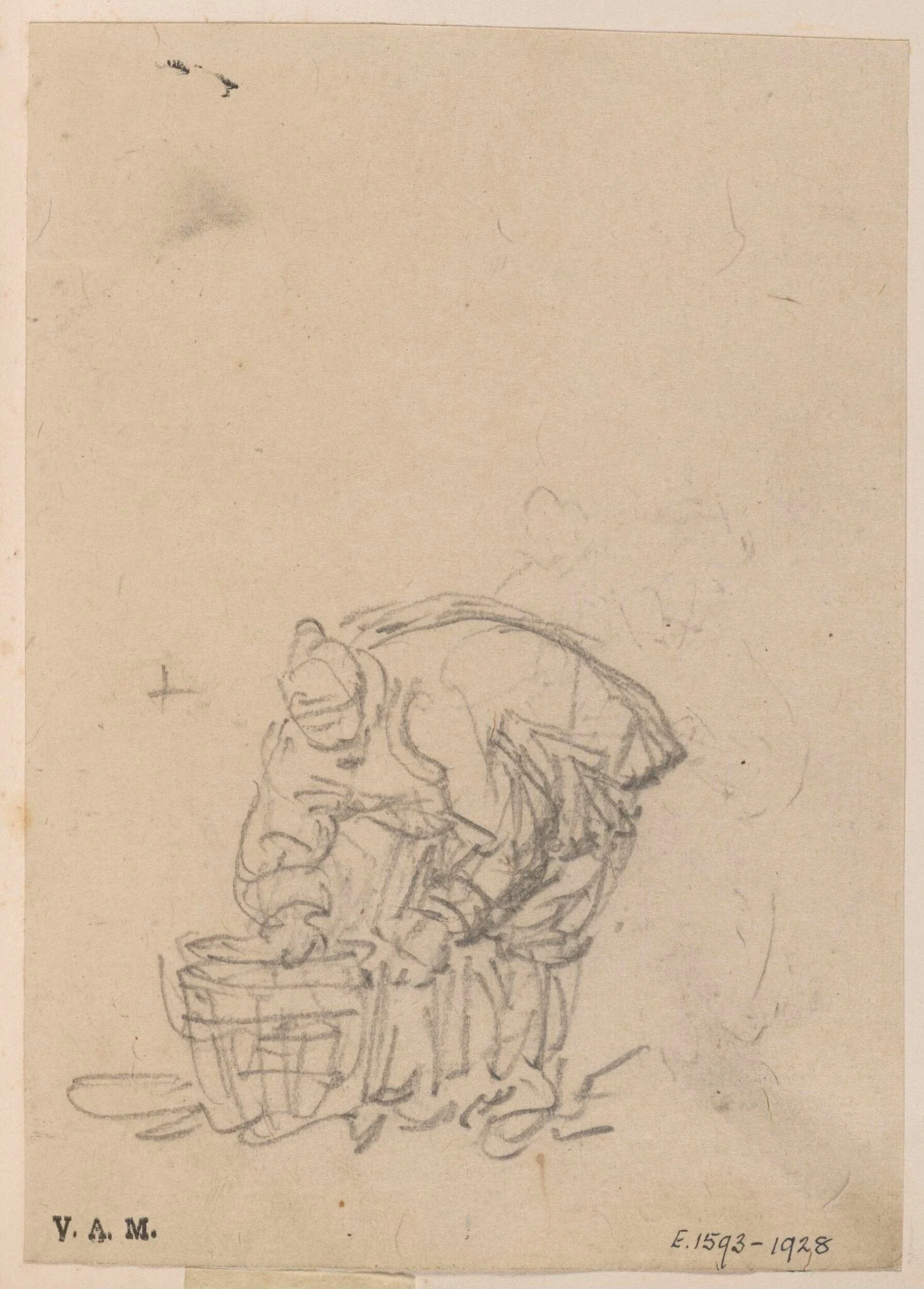 A stooping Chinese figure, by George Chinnery, 19