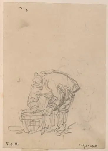 A stooping Chinese figure