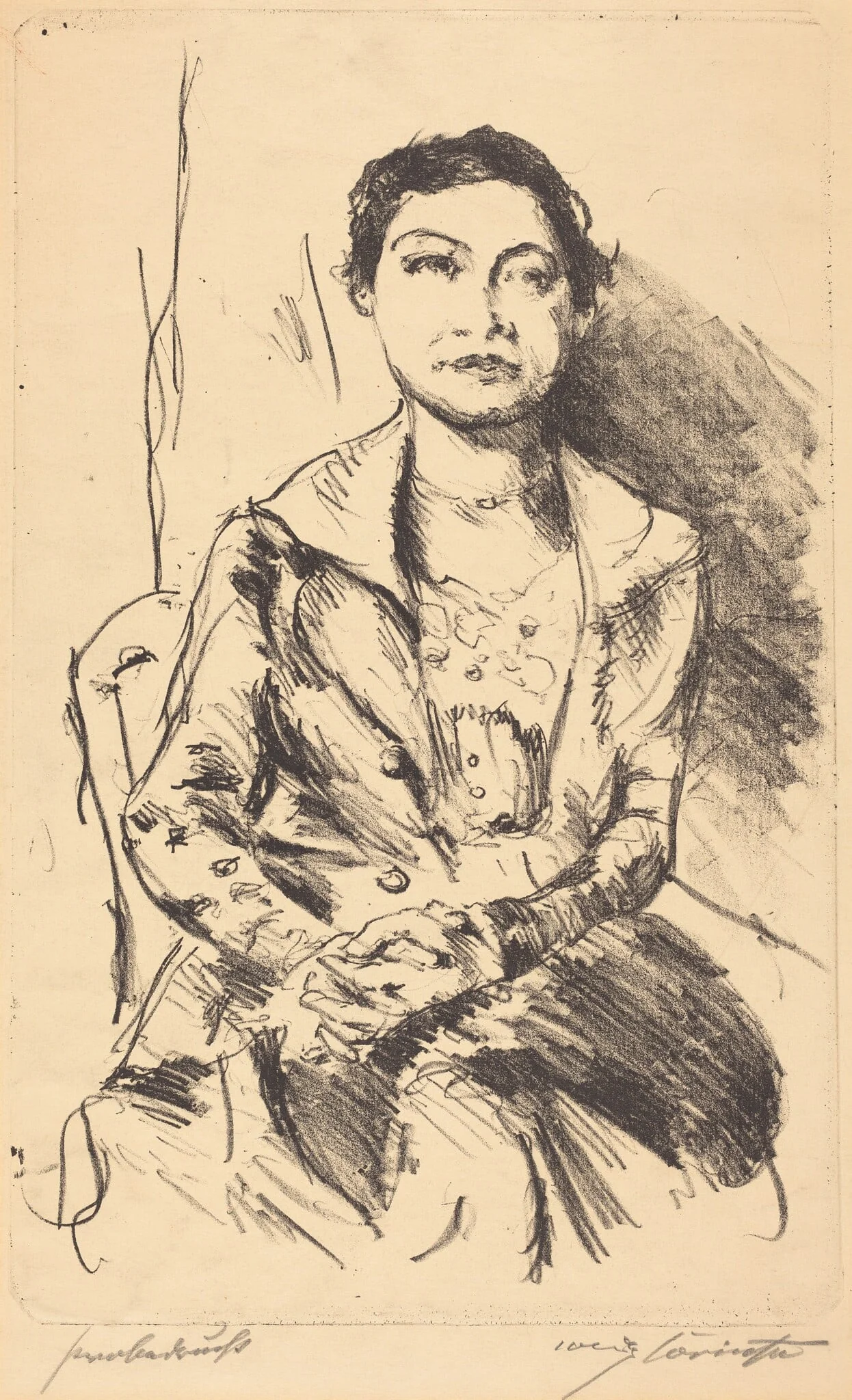 Anneliese Halbe, by Lovis Corinth, ink, 1918