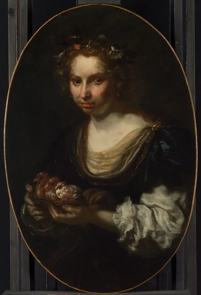 Woman with doves nest