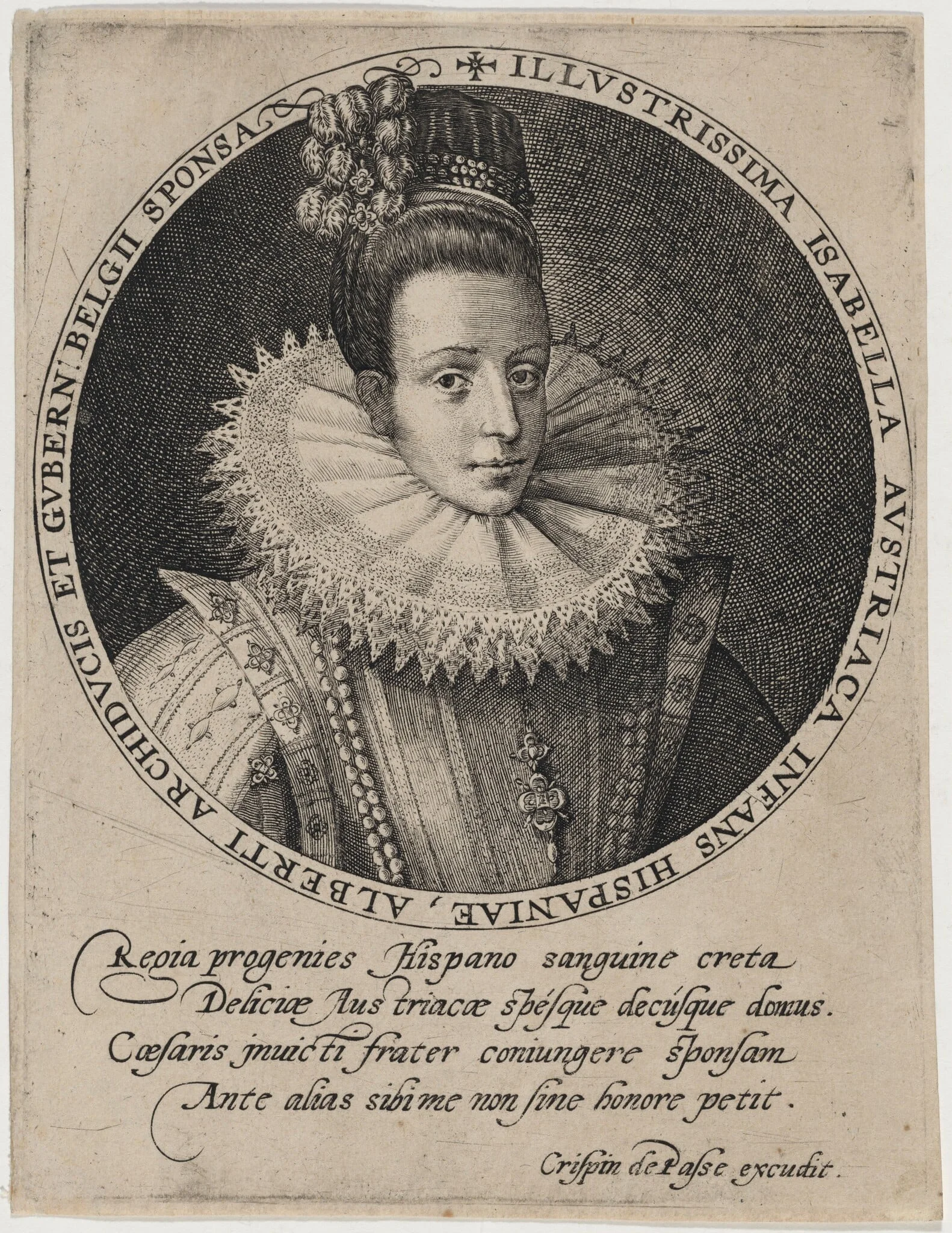 Isabella Clara Eugenia, Infanta, by Crispijn van de Passe I, ink, 1601
