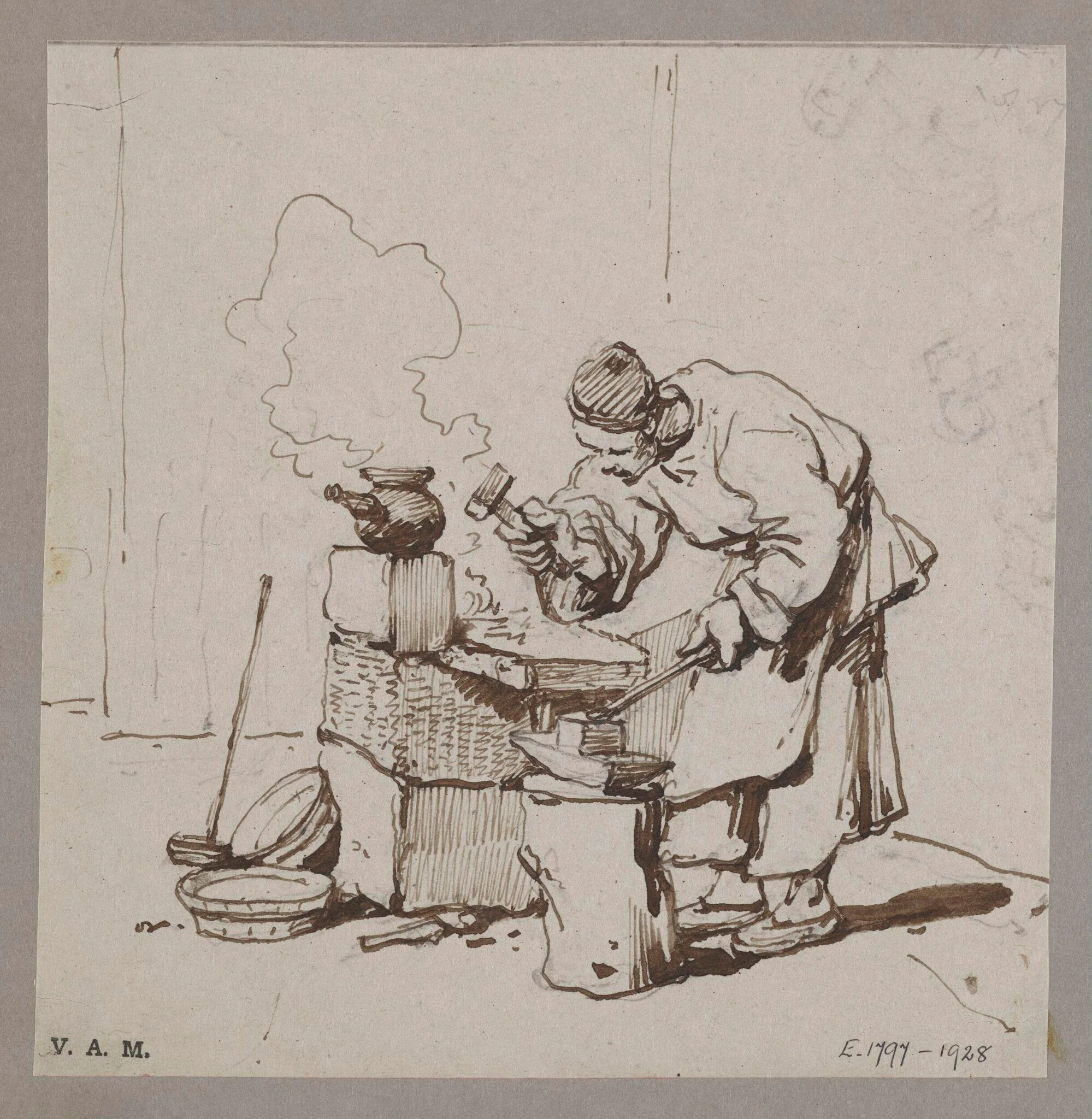 A blacksmith at his anvil, by George Chinnery, 19
