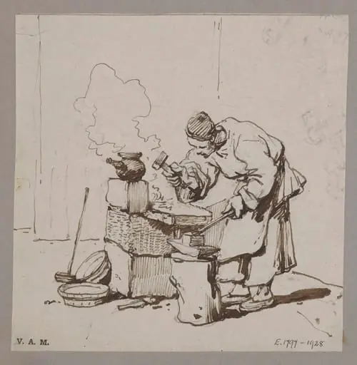 A blacksmith at his anvil