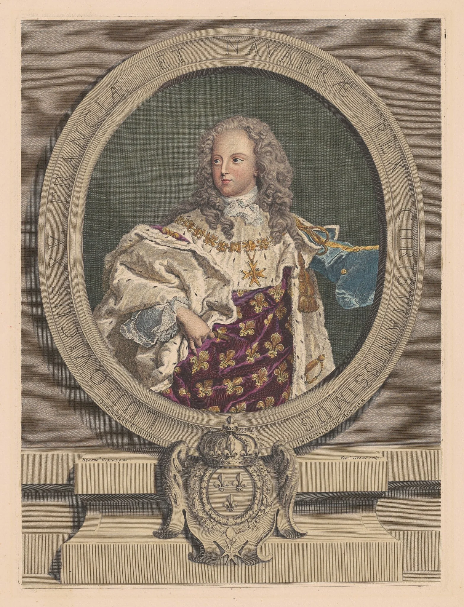 Louis XV, by Pierre Drevet, watercolor, 1710