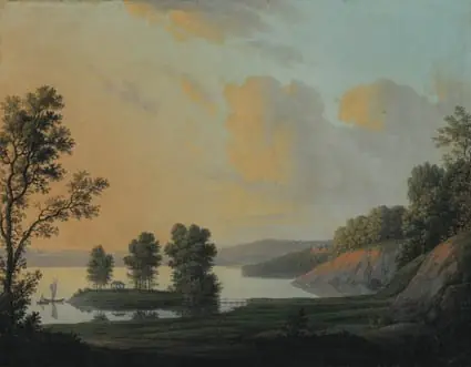 View of the Manor of Dronninggaard across Lake Fure, North Zealand.