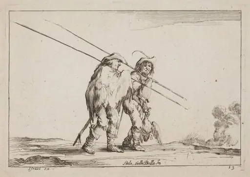 Two Pikemen Traveling on Foot