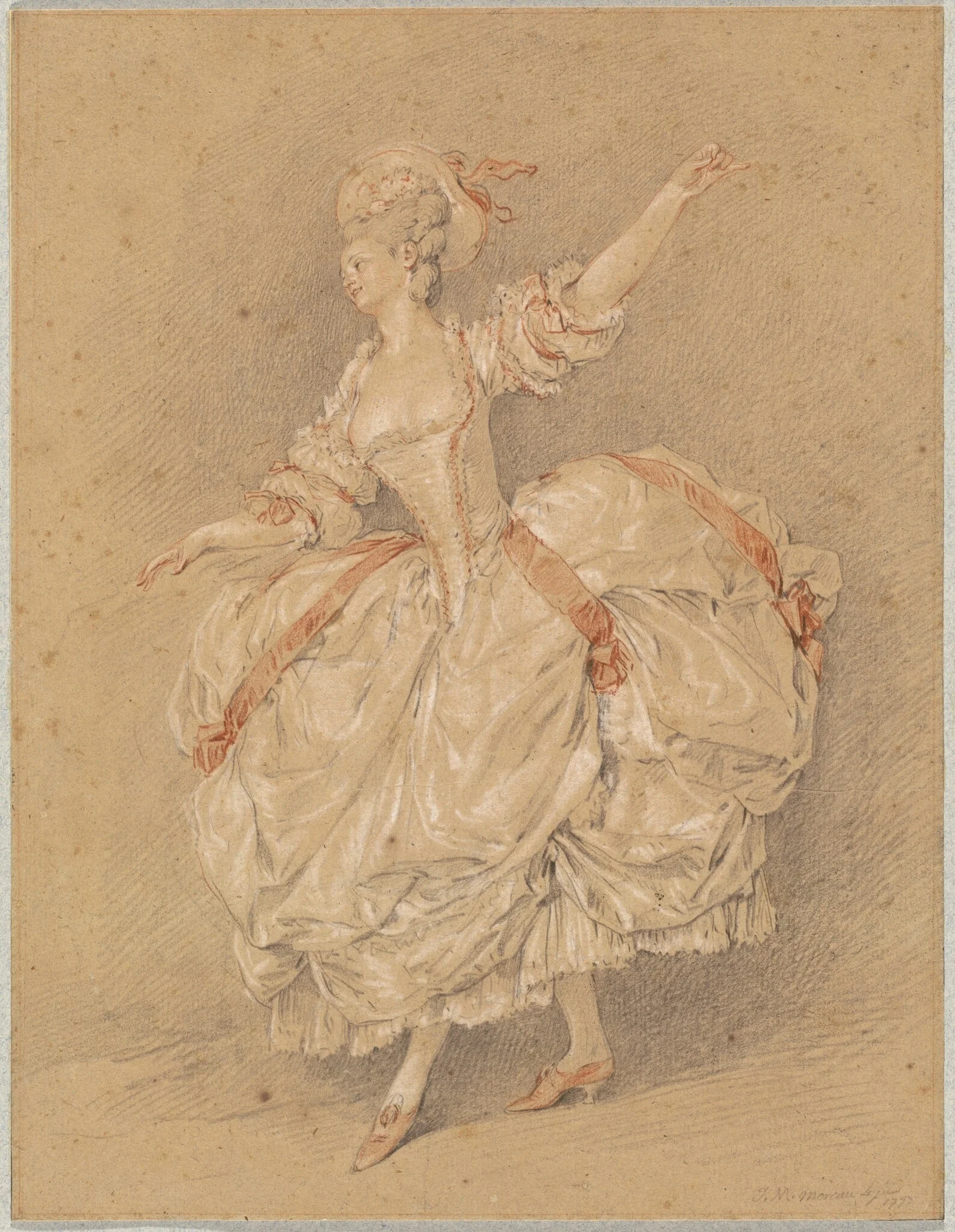 A Dancer, by Jean-Michel the Younger Moreau, chalk, 1777