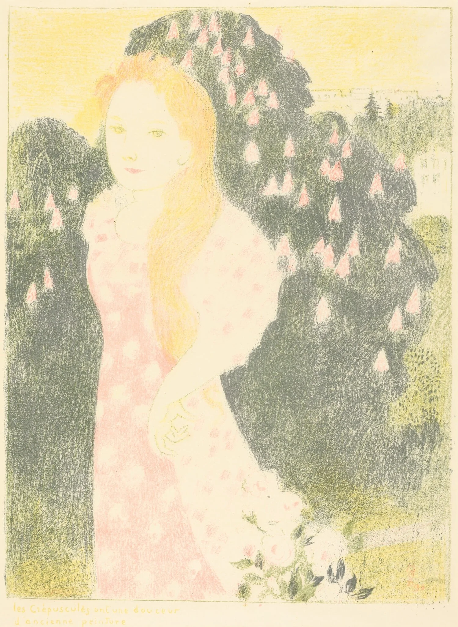 Les crépuscules ont une douceur d'ancienne peinture, by Maurice Denis, ink, 1896
