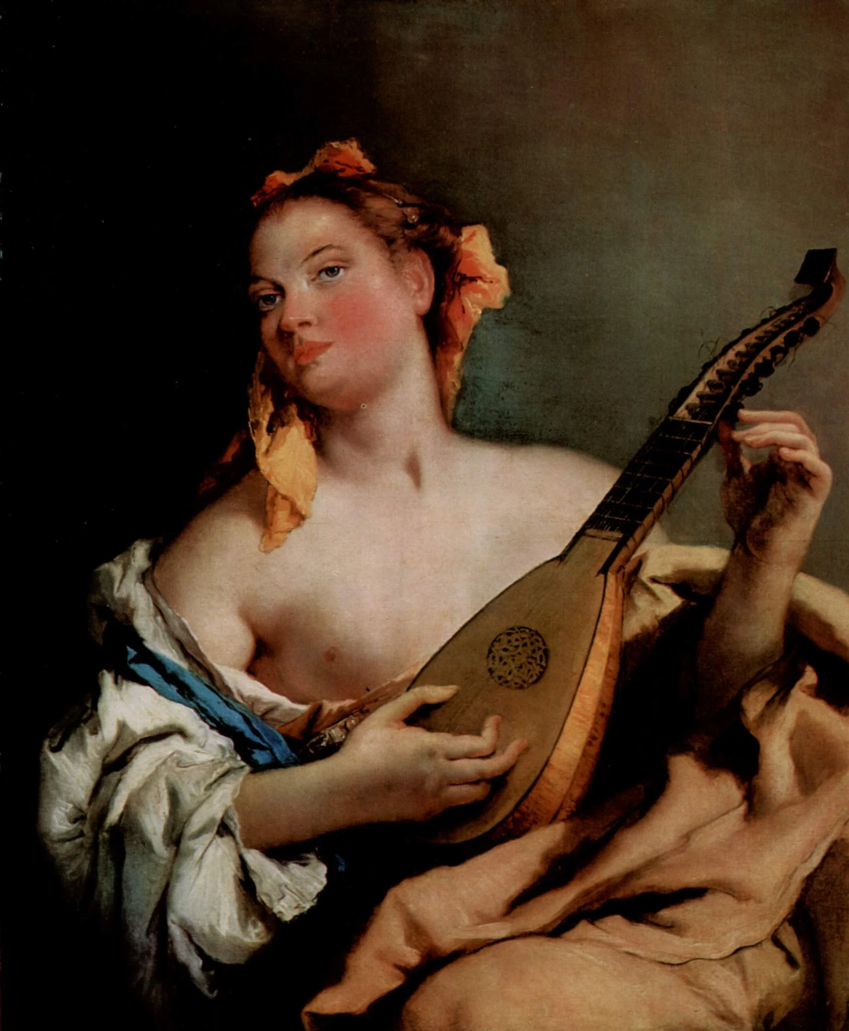 Woman with a Mandolin, by Giovanni Battista Tiepolo, oil, 1750