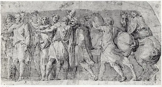 Frieze with Male Figures and Two Horses