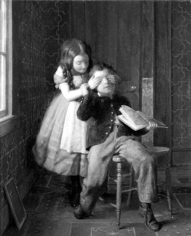 Who Is It?, by Seymour Joseph Guy, oil, 1863