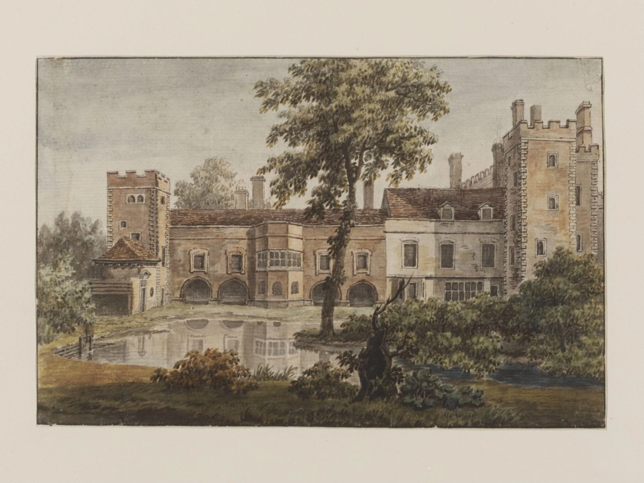 The Archbishop's Palace at Lambeth, by Jonathan Skelton, watercolor, 1755