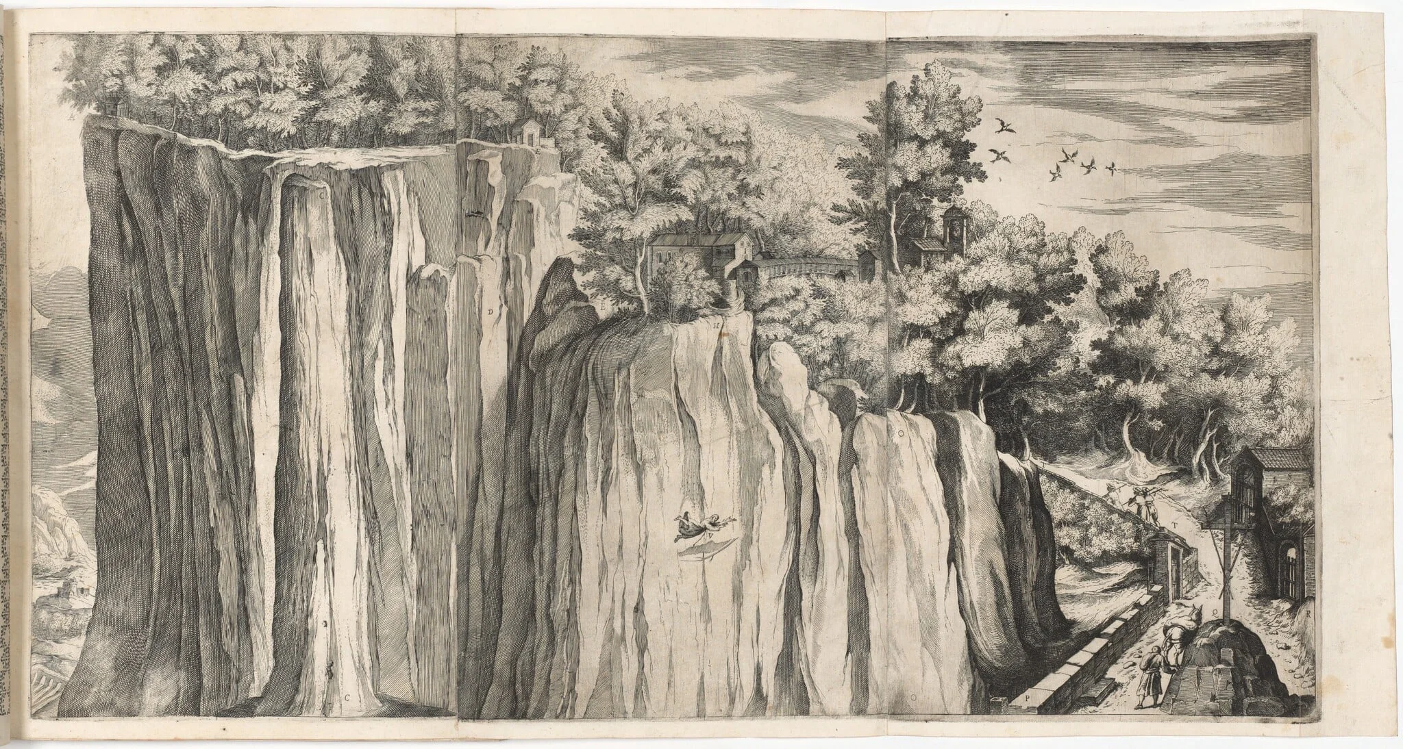 View of the Mountain of La Verna from the Road of Casentino (Vue de la montagne della Vernia...) [plate A], by Jacopo Ligozzi, ink, 1612