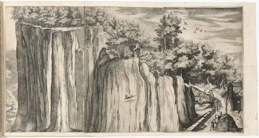 View of the Mountain of La Verna from the Road of Casentino (Vue de la montagne della Vernia...) [plate A]