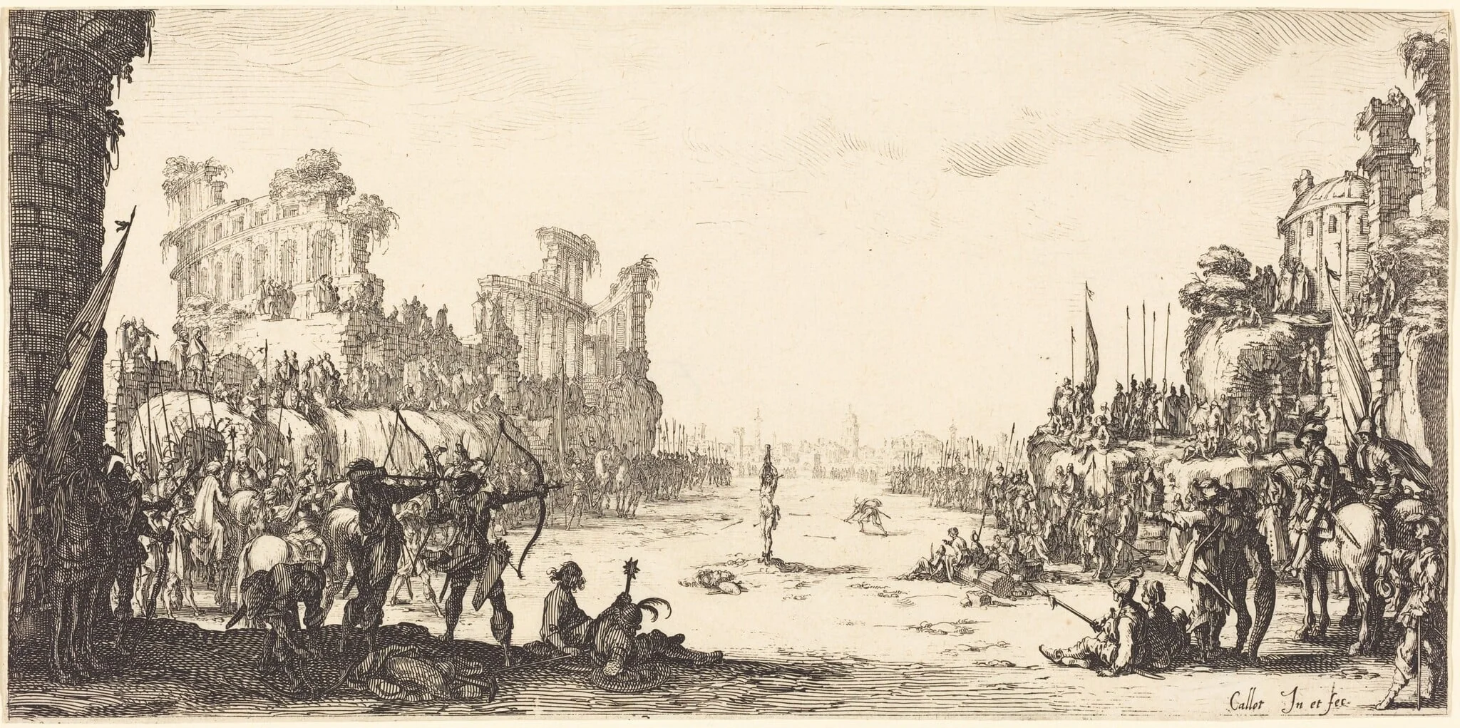 The Ordeal by Arrows (Saint Sebastian), by Jacques Callot, ink, 1632