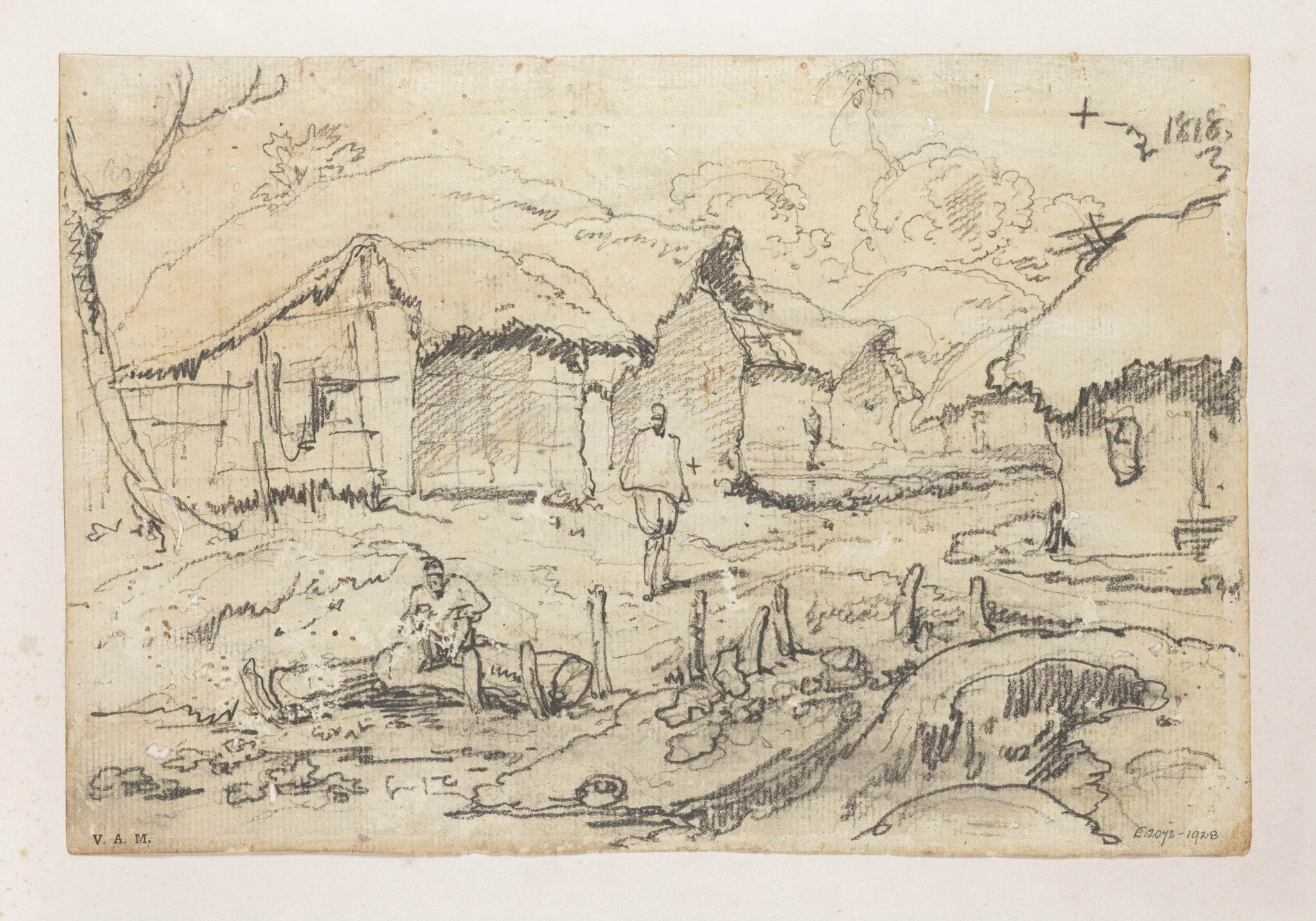 A village street, Bengal, by George Chinnery, 6