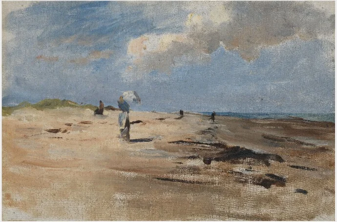 Beach Scene, by Nathaniel Hone the Younger, oil, 1881