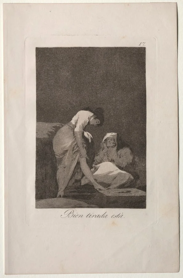 It is Nicely Stretched, Plate 17, by Francisco Goya, 1799