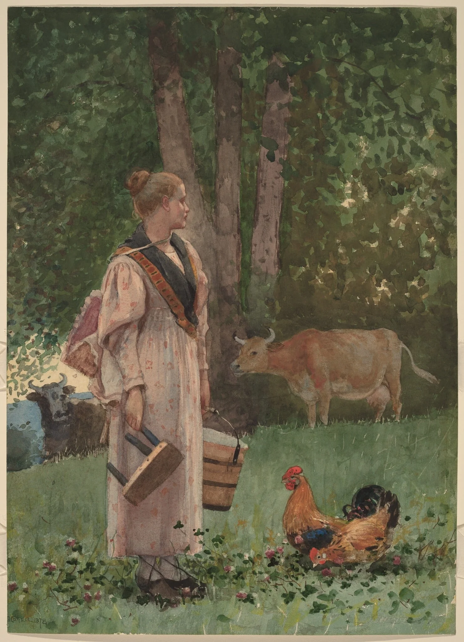 The Milk Maid, by Winslow Homer, graphite, 1878