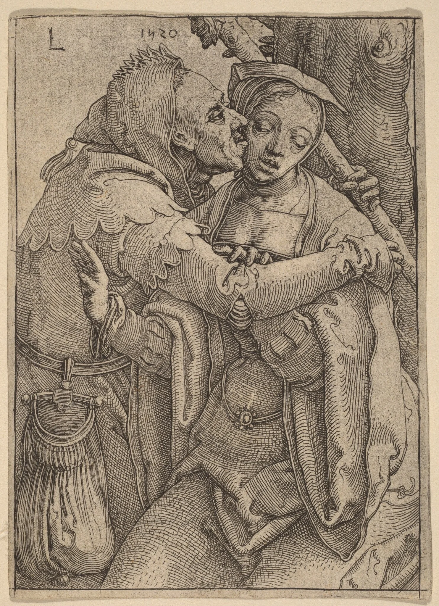 The Fool and the Woman, by Lucas van Leyden, ink, 1520