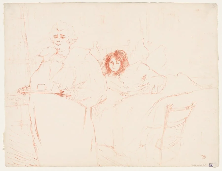 Elles: Woman Carrying a Tray, Mme. Baron and Mlle. Popo, by Henri de Toulouse-Lautrec, 1896