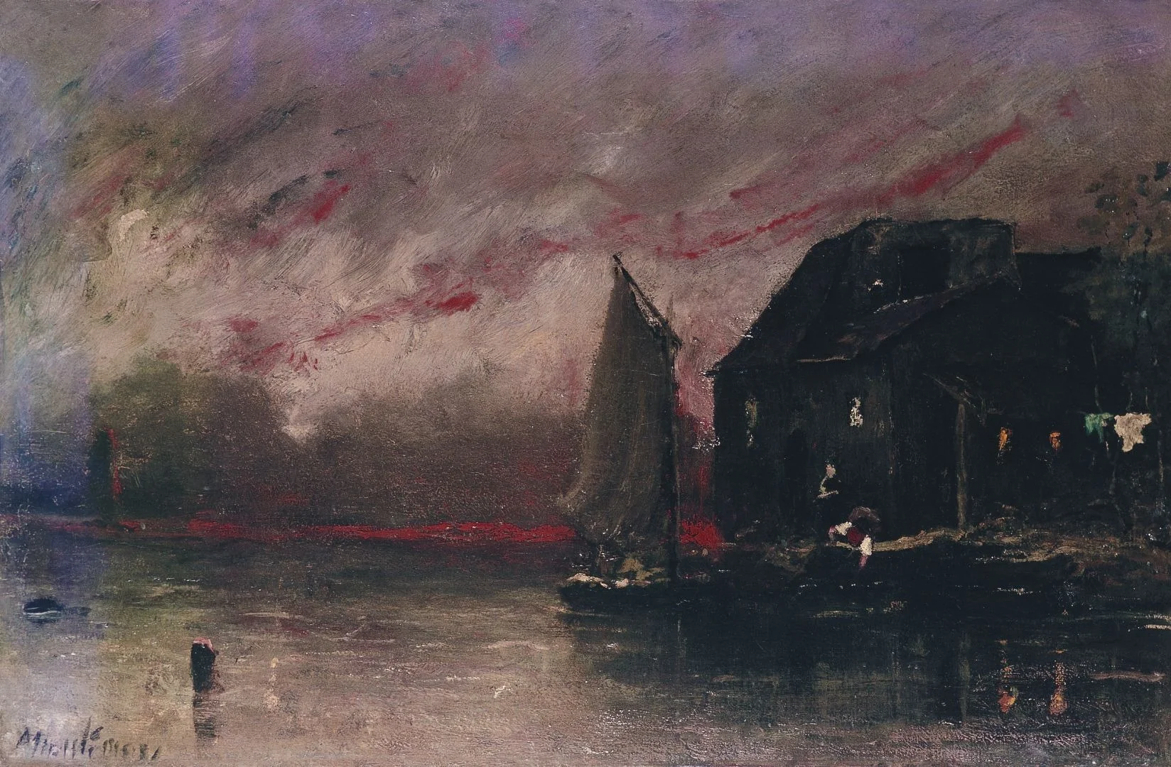 Evening Atmosphere, by Mihály Munkácsy, oil, 1870