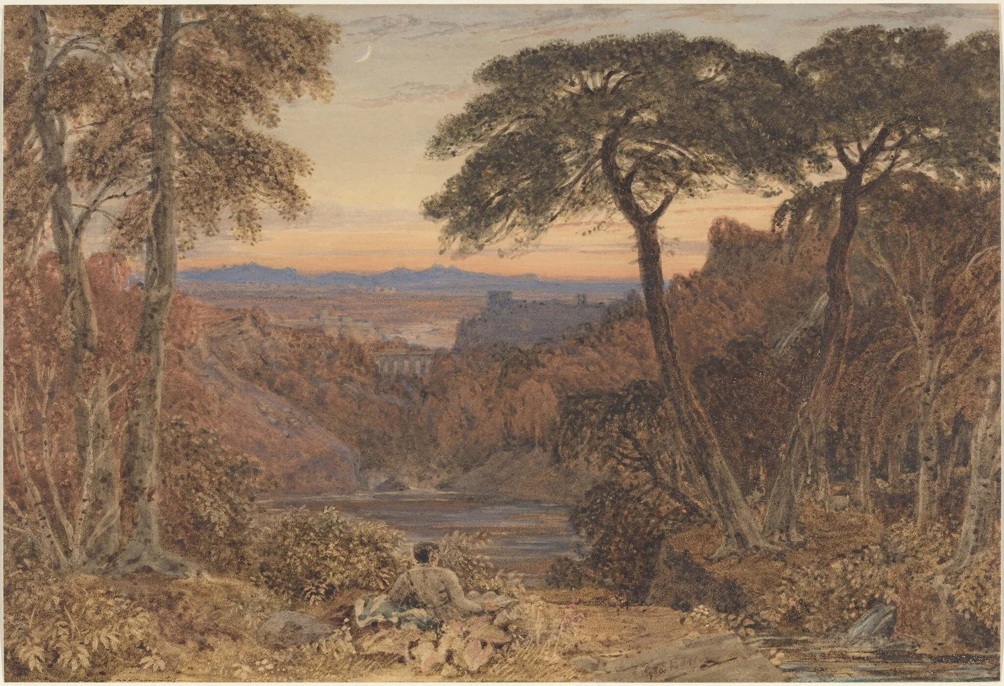 An Arcadian Landscape, by Barret, Jr., George, watercolor, 1804