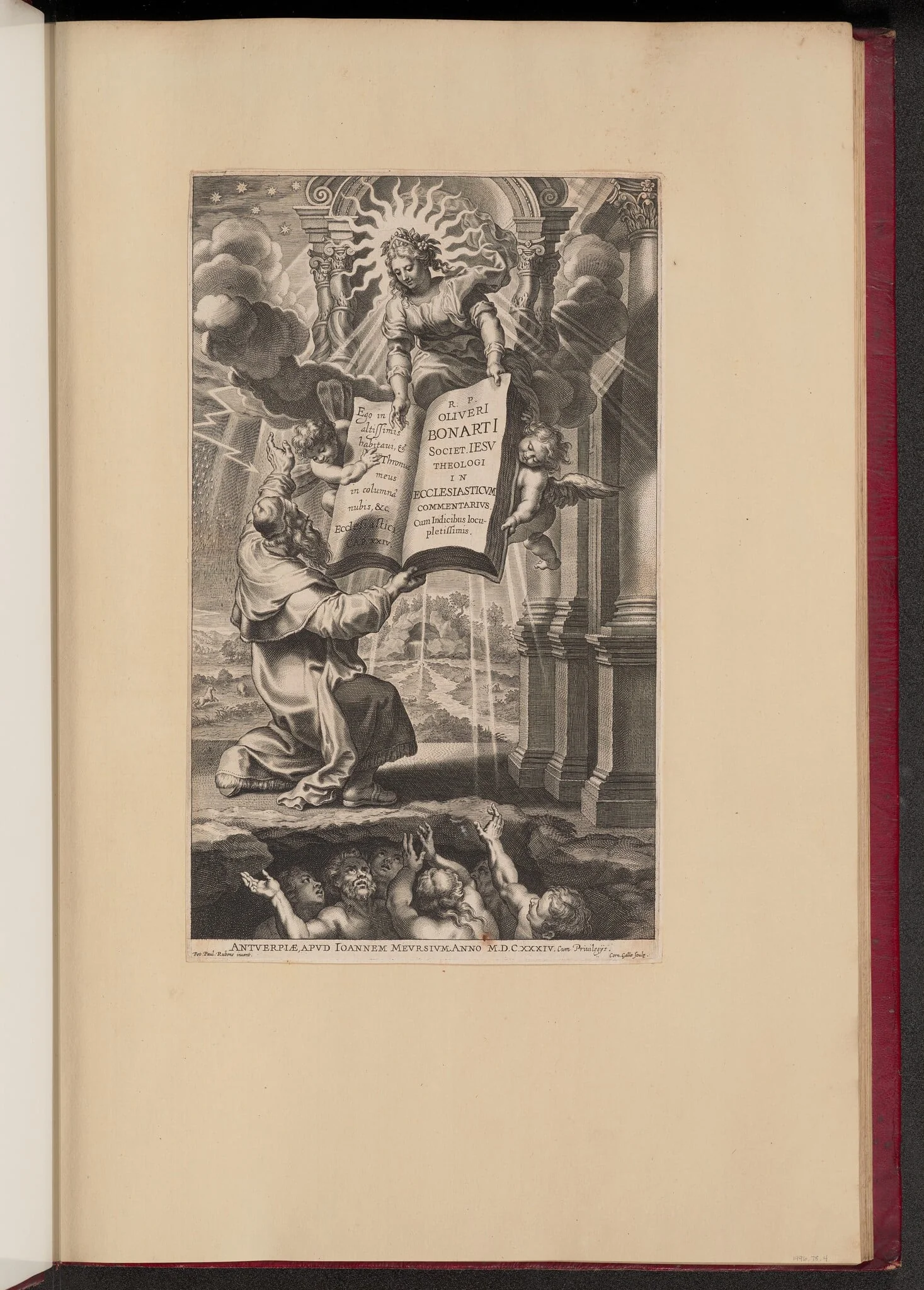 Title Page for Olivier Boonaerts' "In Ecclesiasticvm Commentarivs...", by Cornelis Galle I, ink, 1634