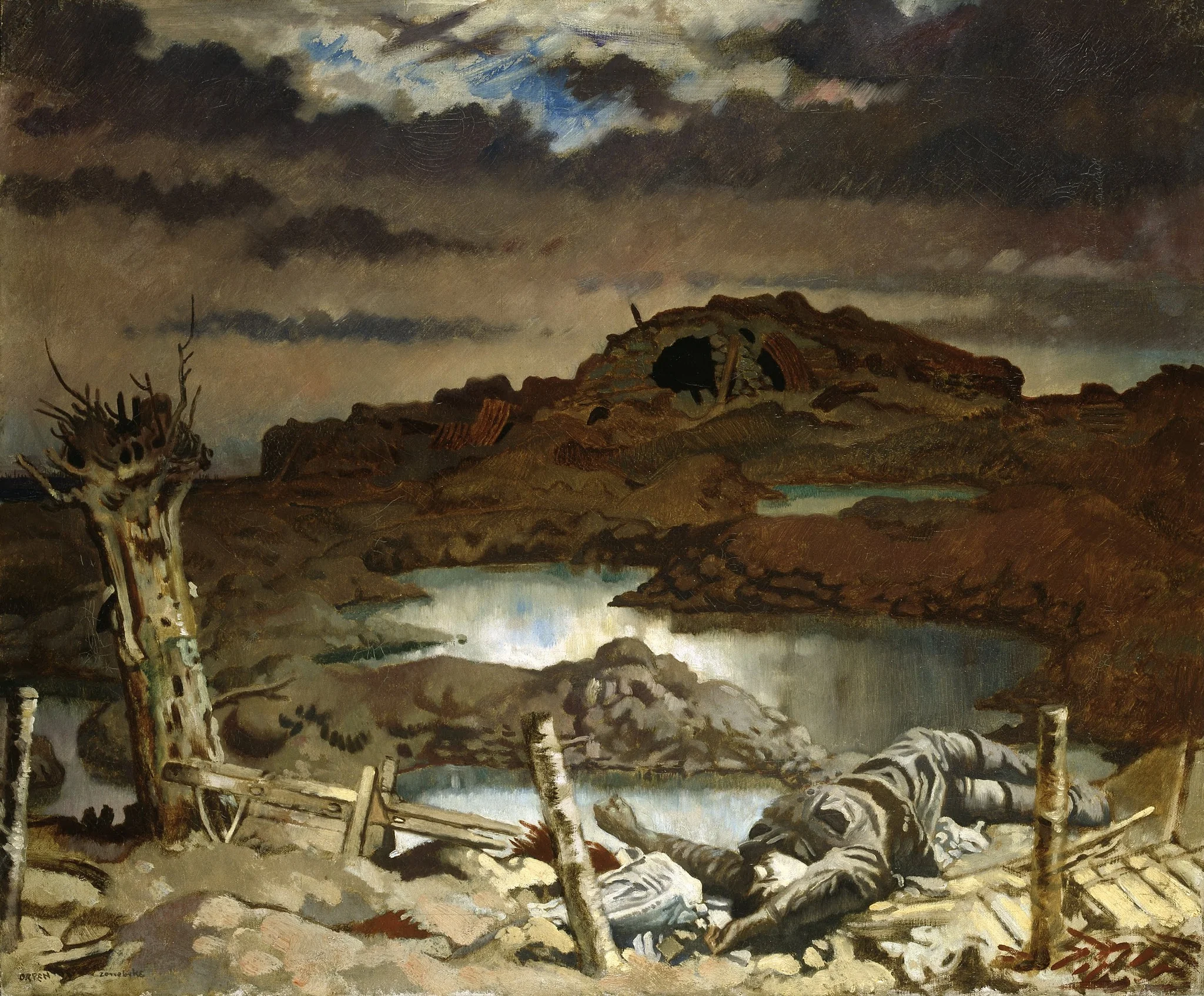 Zonnebeke, by William Orpen, oil, 1918