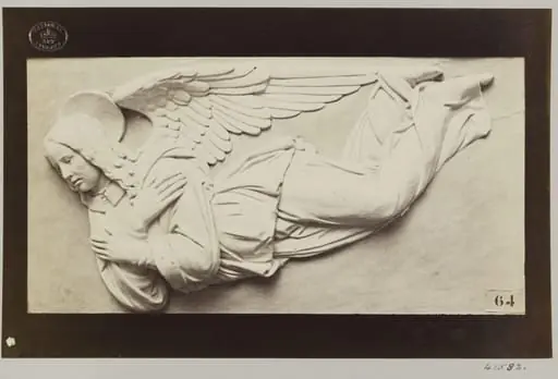 Bas-relief of enamelled flying angel