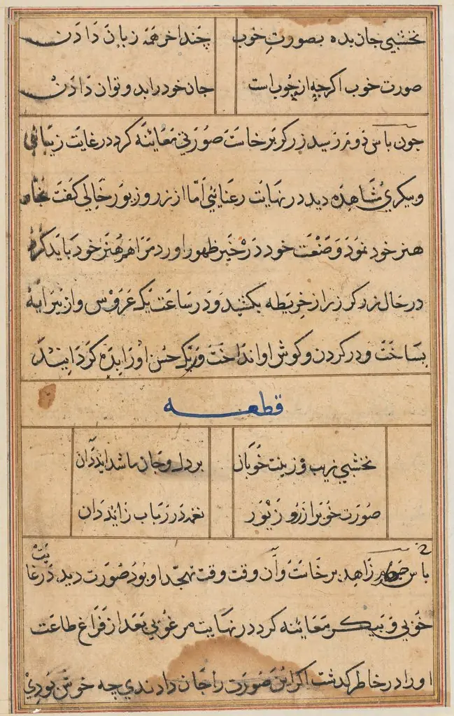 Page from Tales of a Parrot (Tuti-nama): text page