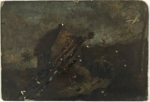 Cottage by a Stream; Two Women in Conversation (on verso)