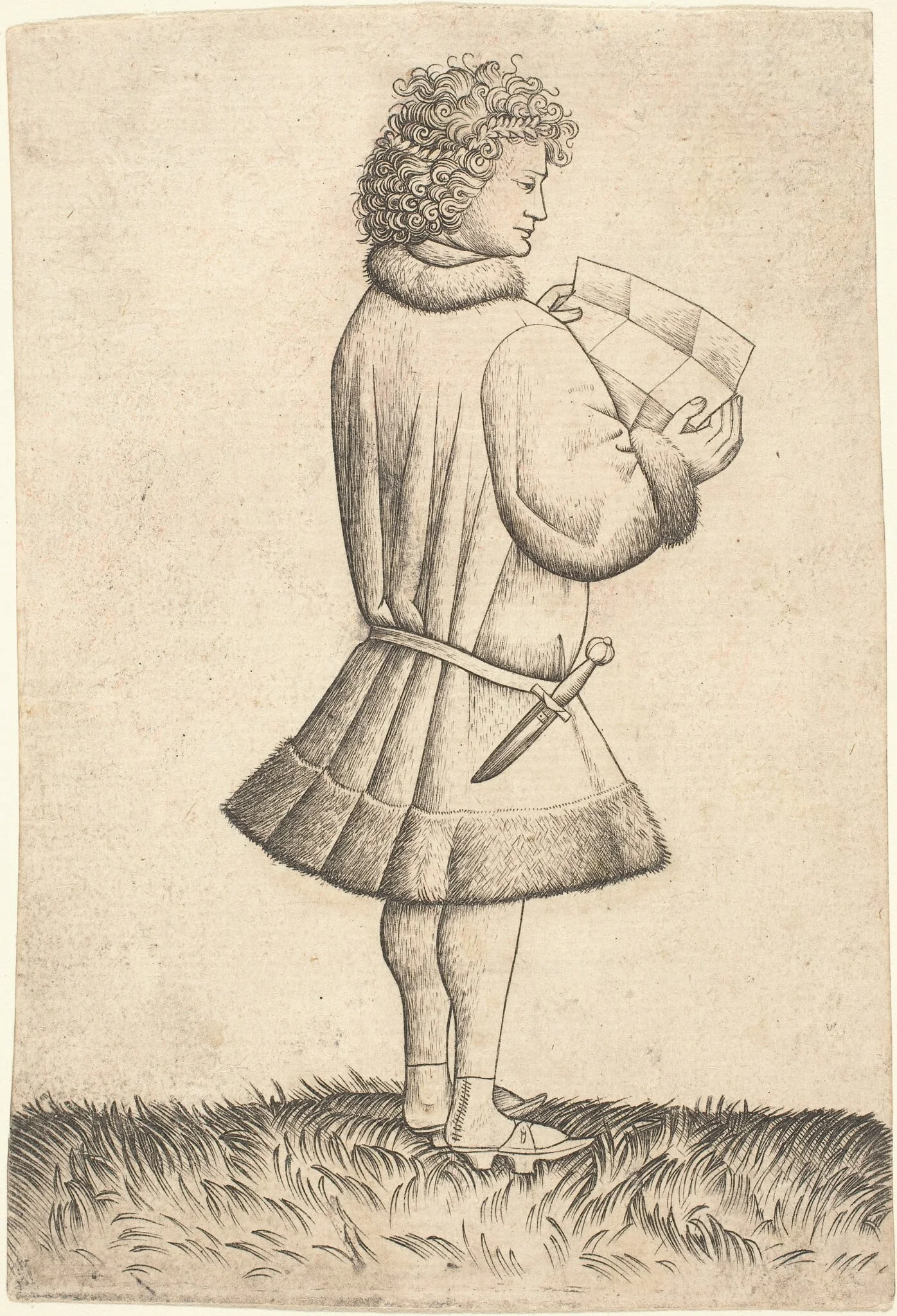 A Poet Reading, by Master of the Playing Cards, ink, 1434