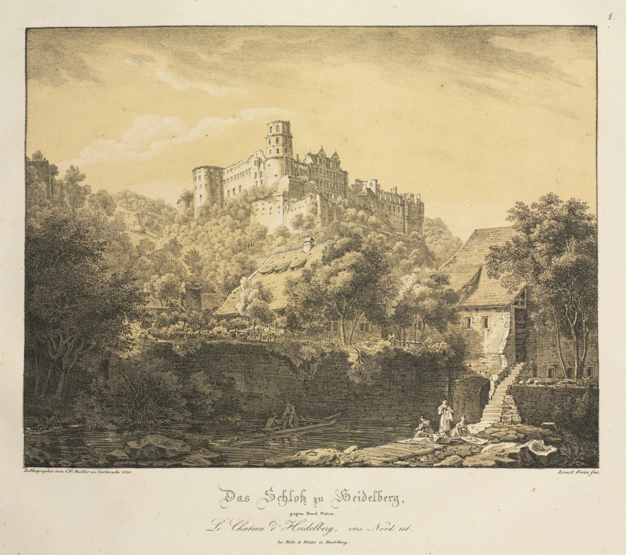 Six Views of Heidelberg Castle: Eastward, by Ernst Fries, 1820