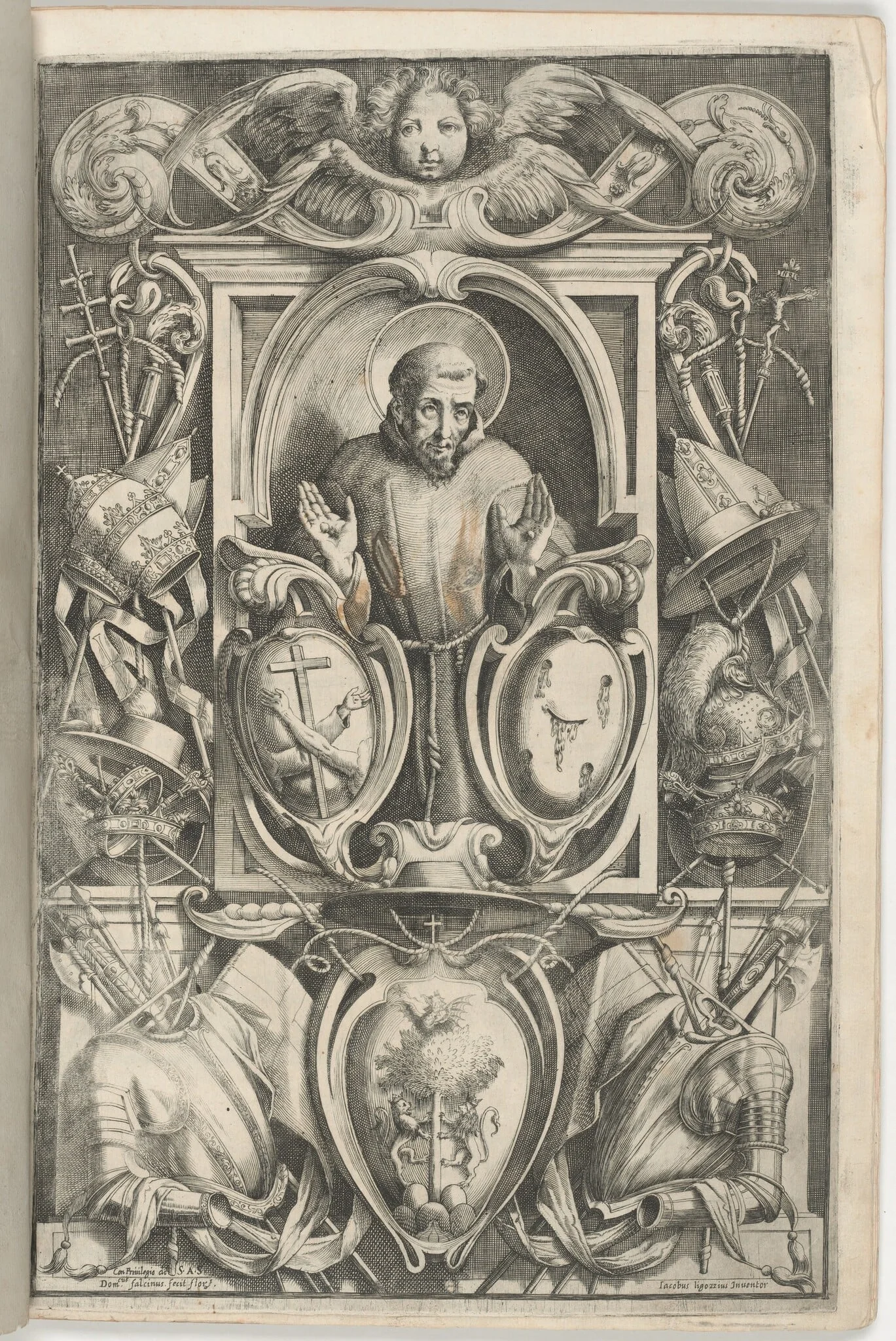 Frontispiece with Portrait of Saint Francis, by Jacopo Ligozzi, ink, 1612