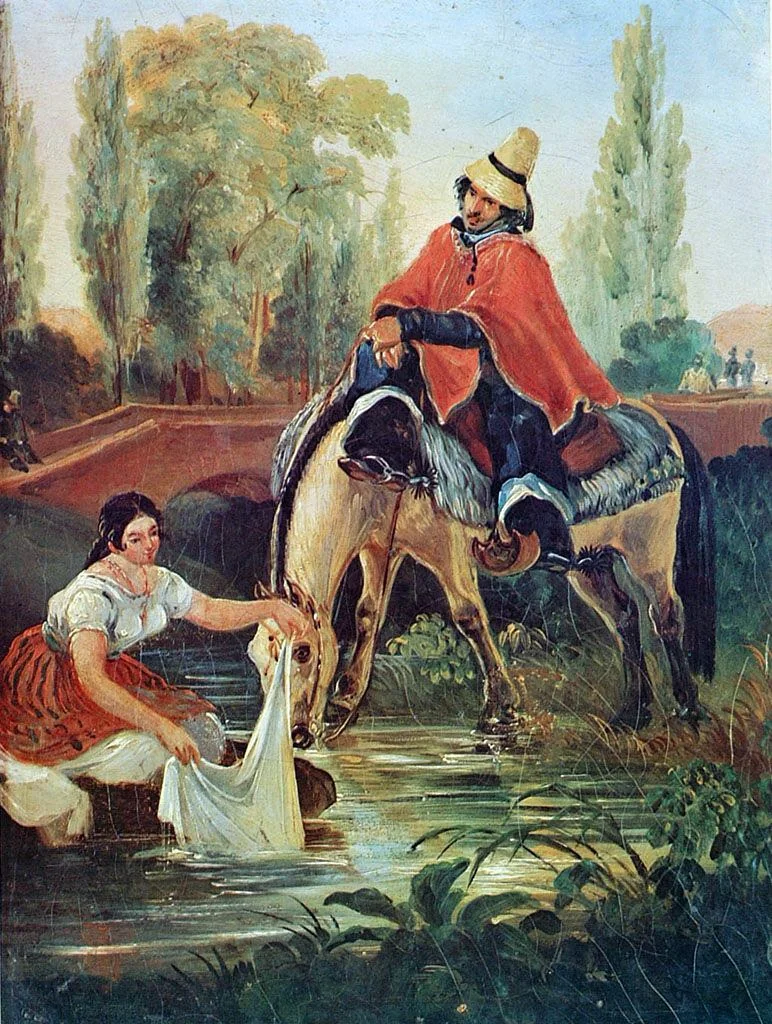 The Huaso and the Washerwoman, by Johann Moritz Rugendas, oil, 1835