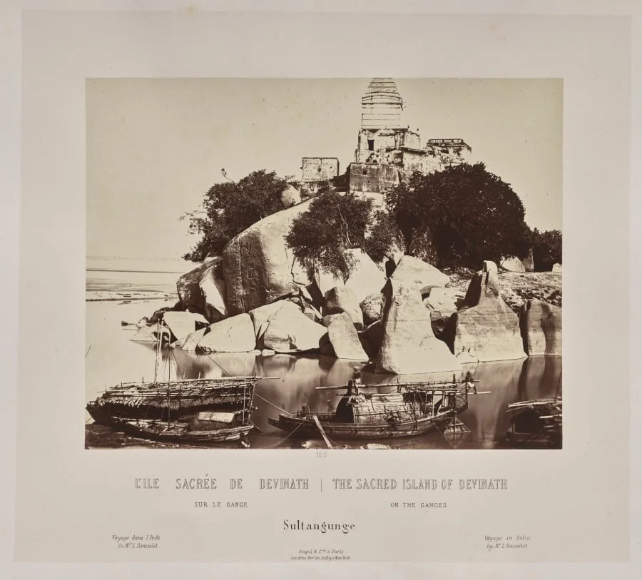 The Sacred Island of Devinath on the Ganges, Sultangunge, by Louis-Théophile Marie Rousselet, 1866
