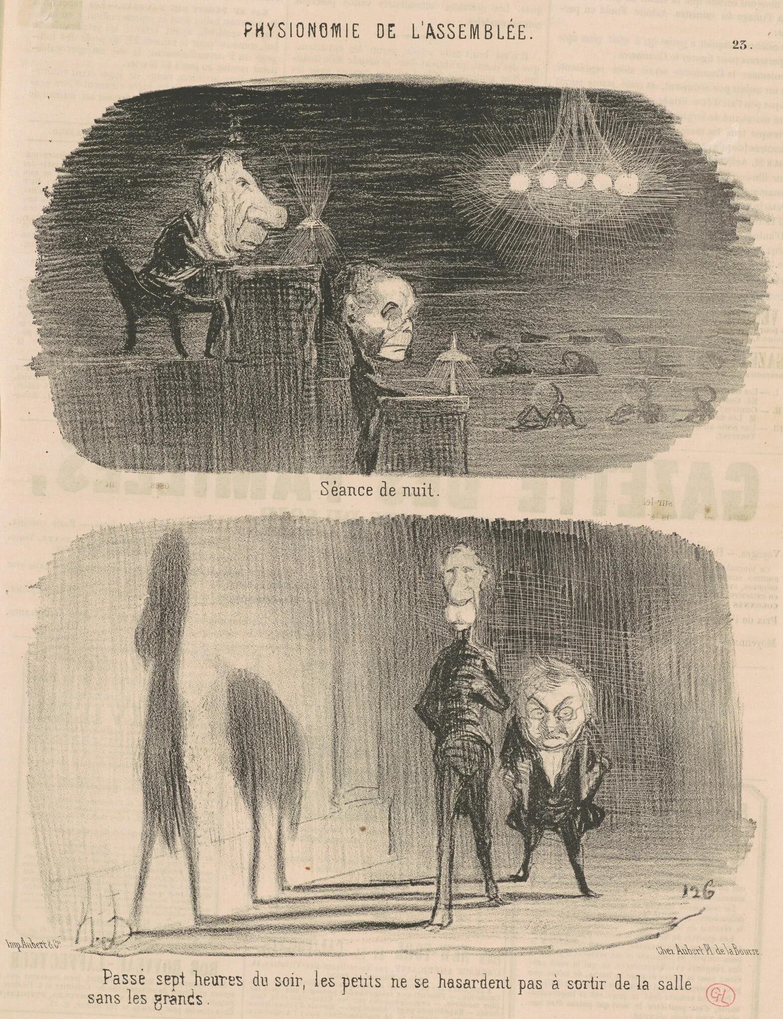 Séance de nuit, by Honoré Daumier, ink, 1850