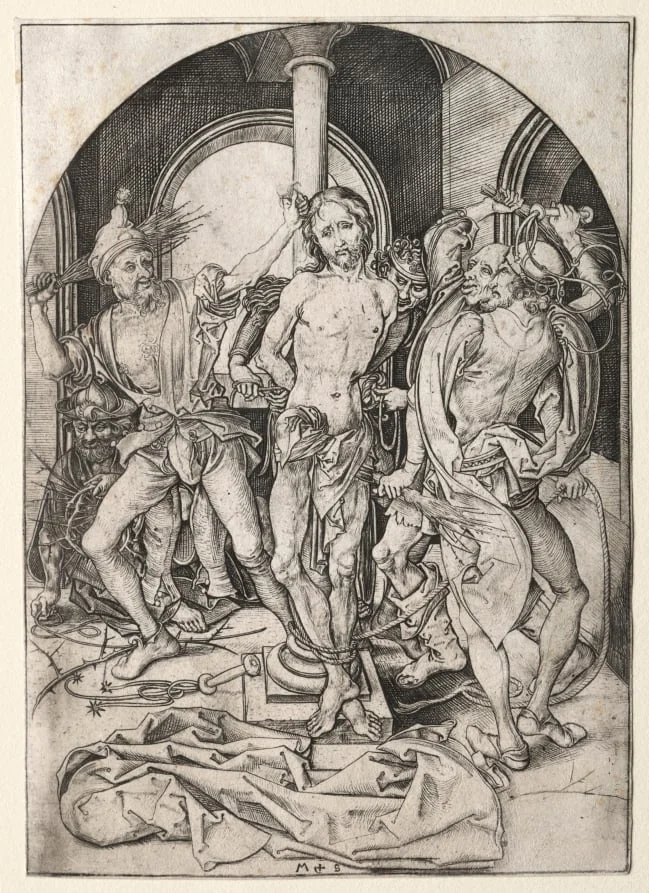 The Passion:  The Flagellation, by Martin Schongauer, 1480