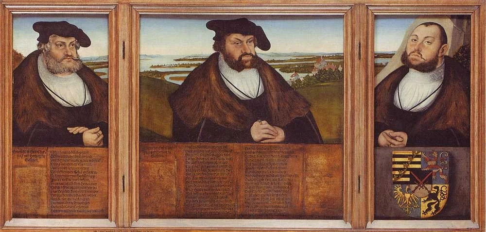 The three Electors of Saxony, by Lucas Cranach the Elder, paint, 1533