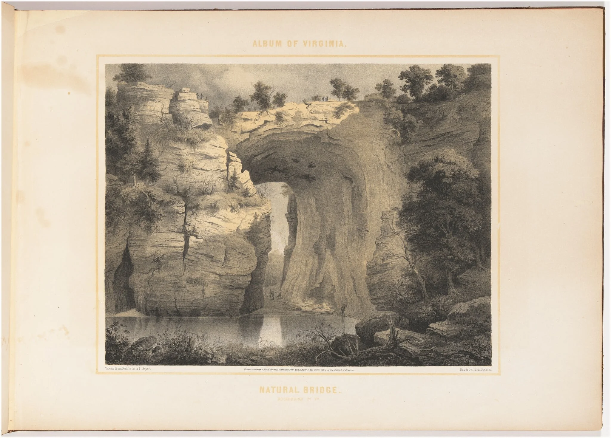 Natural Bridge, by Woldemar Rau, ink, 1857