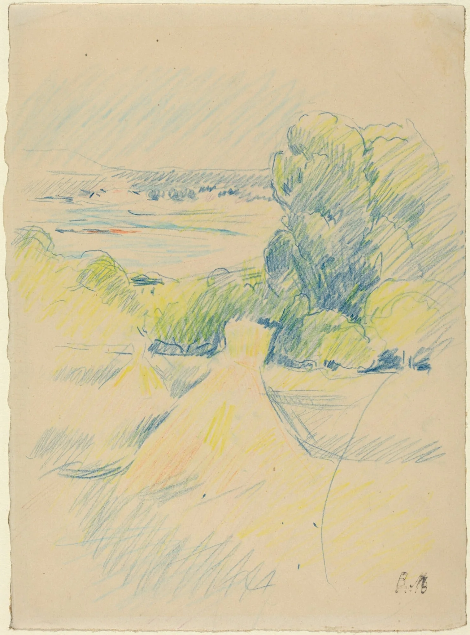Landscape, by Berthe Morisot, graphite, 1868