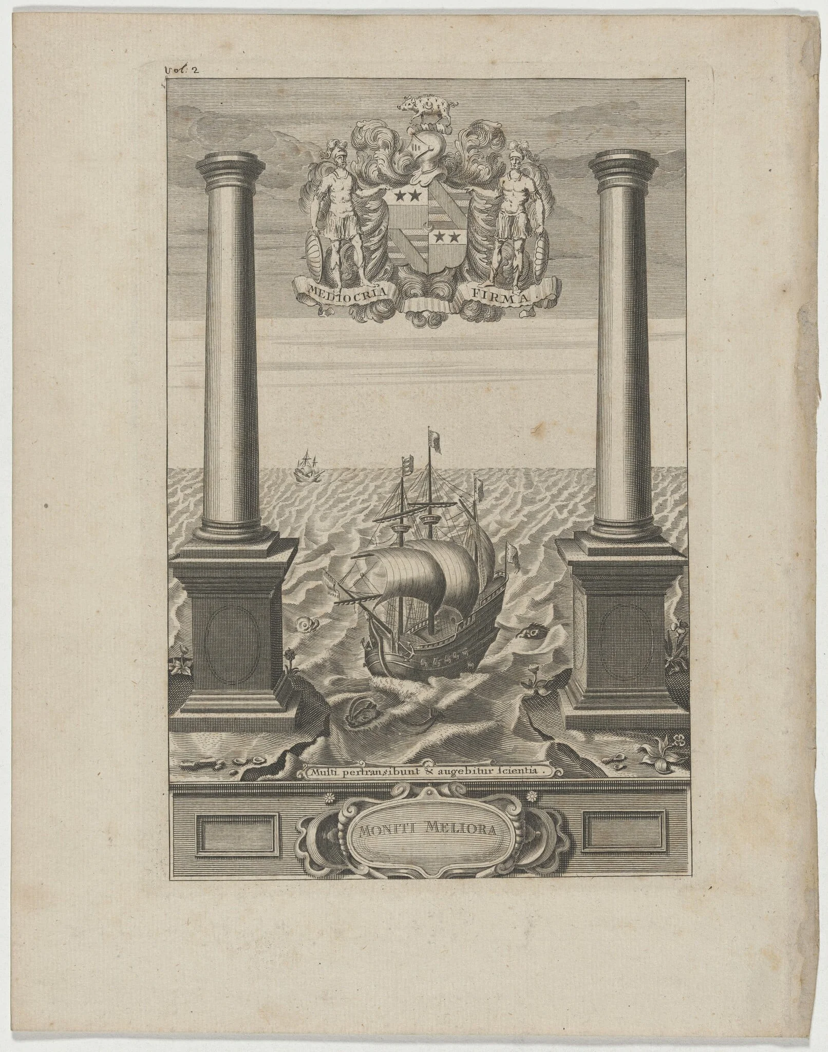 Coat of Arms, Moniti Meliora, by Unknown 19th Century, ink, 1850